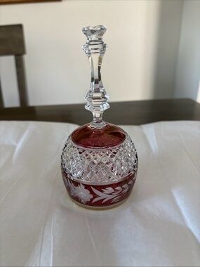 Vintage Golden Crown HandCut Cranberry Lead Crystal E&R Bell Purple/Pink Germany